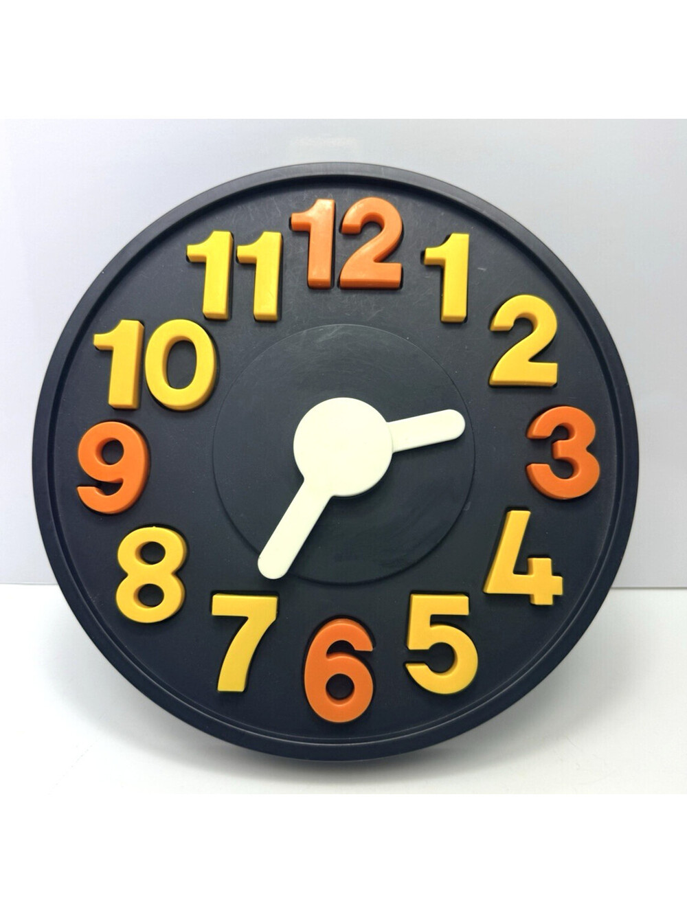 Vtg Mothercare Learning Clock #108 England UK Black Orange Yellow 80s